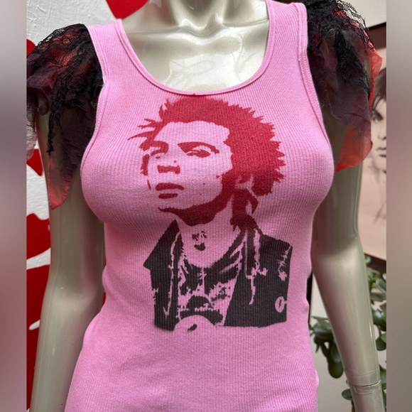 Sid Vicious punk rock Sex Pistols goth rave Harajuku flutter sleeve tanktop m - Picture 4 of 17